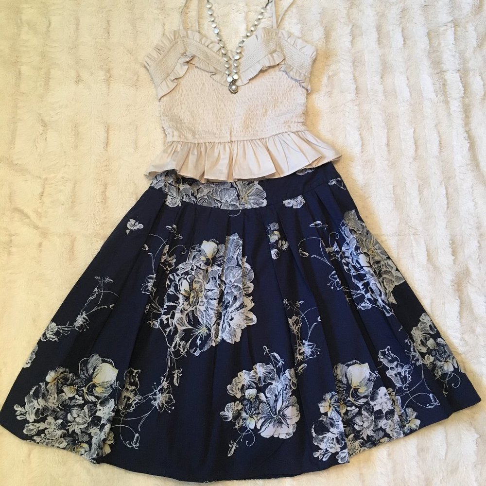 NWOT Anthropologie Odille toile gorgeous pleated skirt S,4-6, see measurements